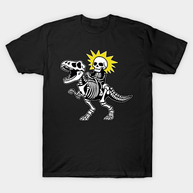 Skeleton Riding Dinosaur Skeleton T-Shirt by Nightmare Tee